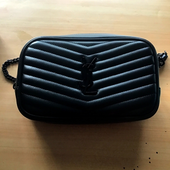 YSL NERO MINI MONO BAG BLACK LEATHER WITH CHAIN HANDLE